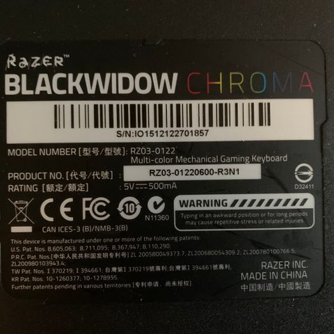 Razor BLACKWIDOW CHROMA, gi bud