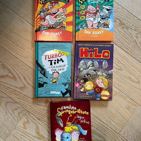 Barnebøker; Kaptein supertruse, Turbo-Tim, Hilo, Springebrigtsen