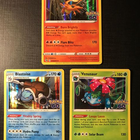 Charizard , Blastoise & Venusaur. Big trio pokemon kort