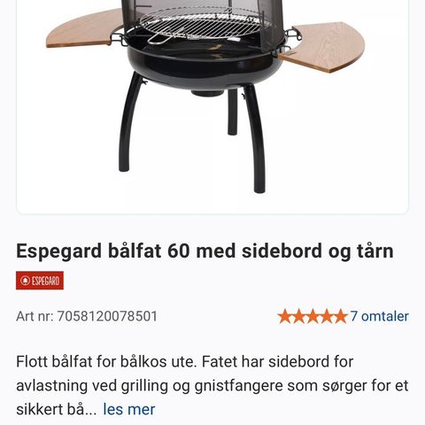 Espegard bålfat 60cm med sidebord og tårn