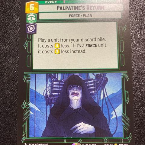 Palpatine’s return rare Star wars unlimited samlekort