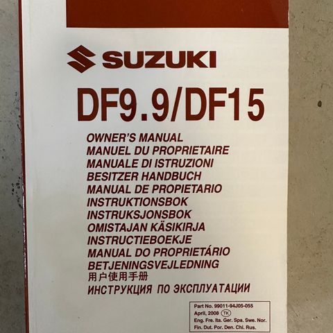 Suzuki DF9,9 / DF15 owner's manual