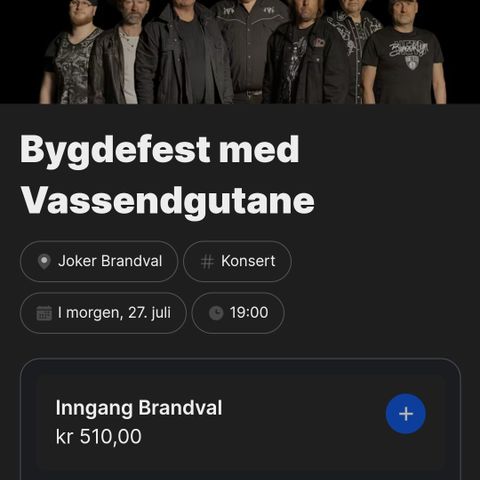 2 billetter til Vassendgutane