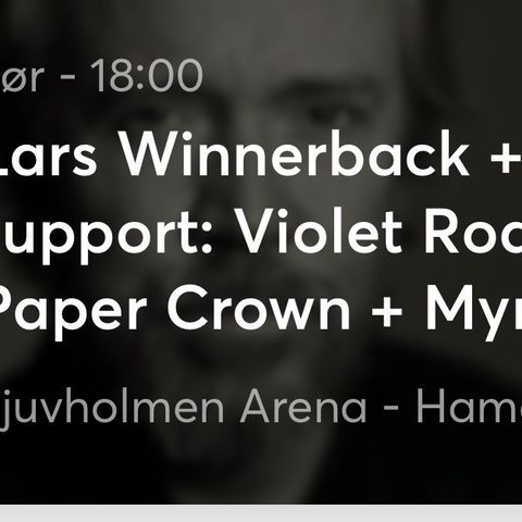 2 billetter til Lars W på Hamar 10.august!
