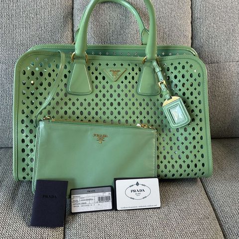 Prada Perforated Saffiano Patent Leather