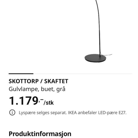 Stor stålampe selges