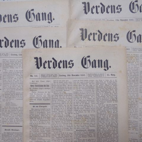 "Verdens Gang"  - 25 aviser fra 1882 (142 år gamle)