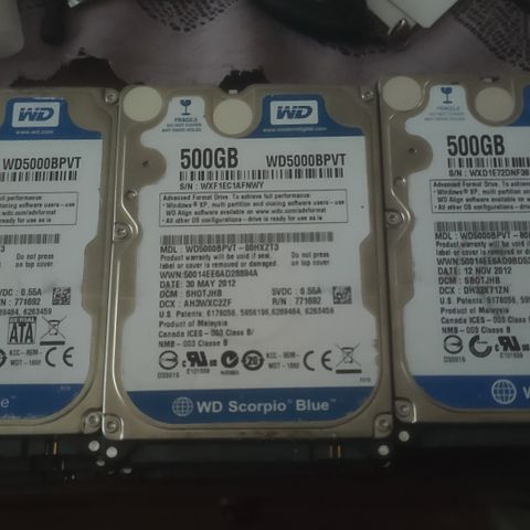 10 WD Blu laptop harddisker +1 seagate 500gb