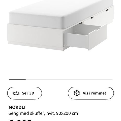 Nordli seng med 3 skuffer