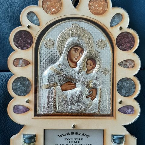 Gresk-ortodoks ikon - Maria av Jerusalem - Silver Axion (kan sendes)