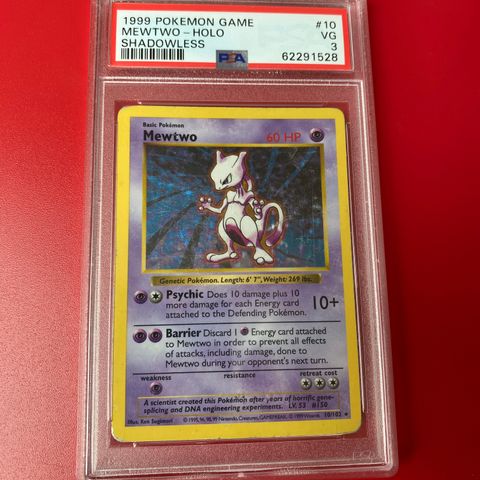 Shadowless mewtwo holo fra base set - pokemon kort