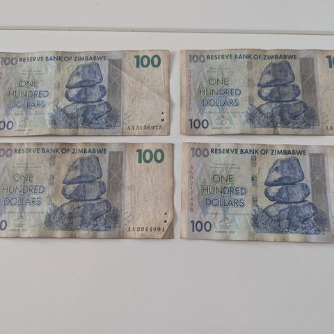100 dollar sedler Zimbabwe
