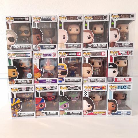 Diverse Funko Pop figurer