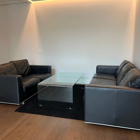 3-seter sofa - 2-seter sofa - glass salongbord - teppe