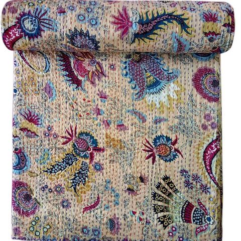 Kantha/quilt håndvevd sengeteppe 150x200