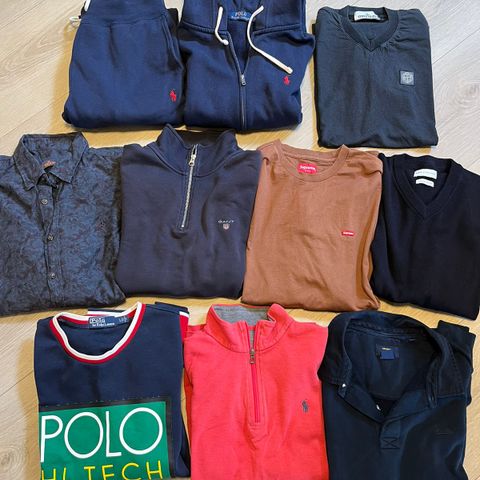 RL, Supreme, Gant, Superdry, Morris gensere og skjorte selges