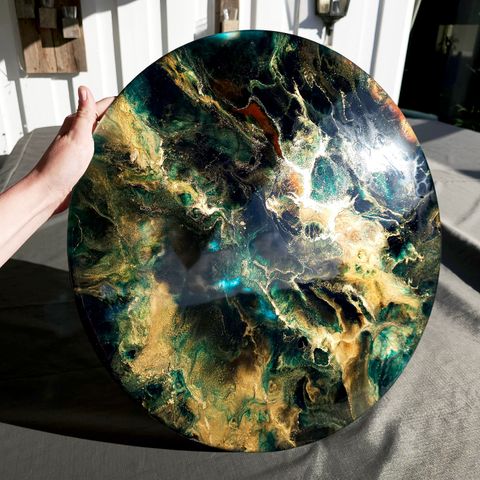 Original kunst - "Labradorite" - Epoxy resin kunst på speil