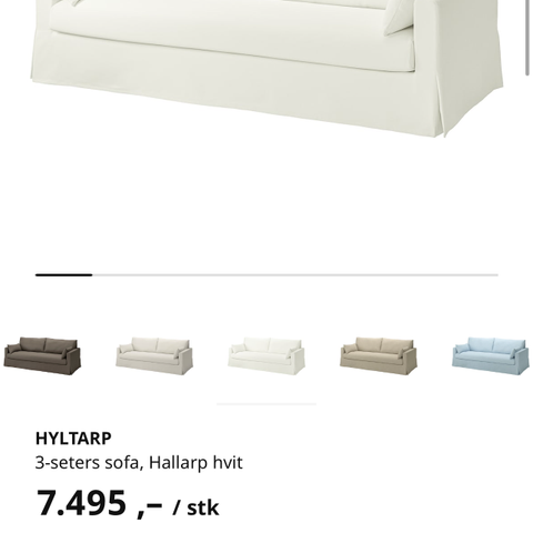 Selger nesten ny IKEA HYLTARP 3-seters sofa
