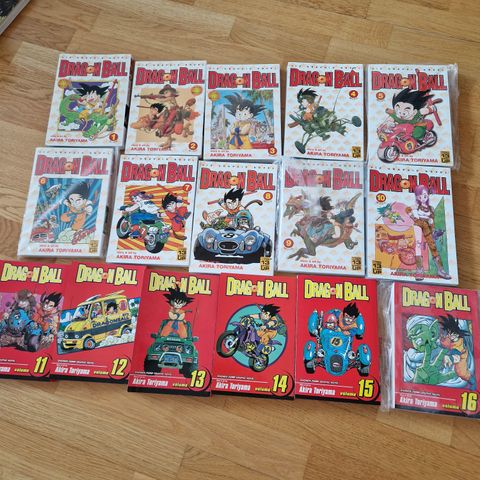 Manga, Dragon Ball av Akira Toriyama, nr. 1 til 16. Selges samlet.