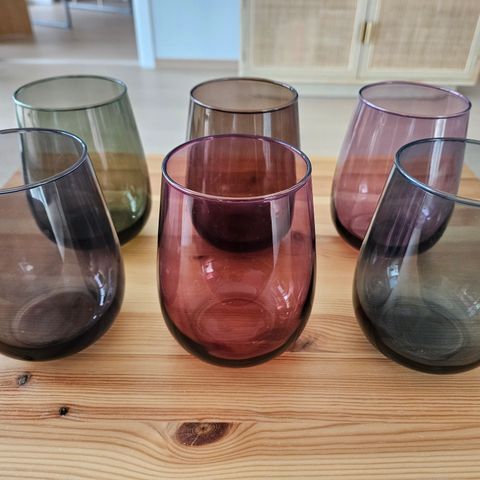 Fargede italienske glass (6 stk)