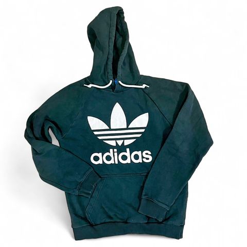 Ny! ADIDAS HOODIE/hettegenser i mørk grønn, hvit logo XS herre