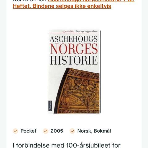 Aschehougs Norgeshistorie 1-12 gis bort