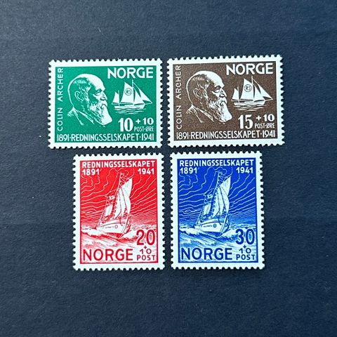 Kompl. sett  Redningsselskapet 50 år, NK 255-258, postfriske ** Norge frimerker