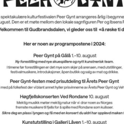 Peer Gynt på Gålå på premieredagen 1. august  2 meget gode plasser