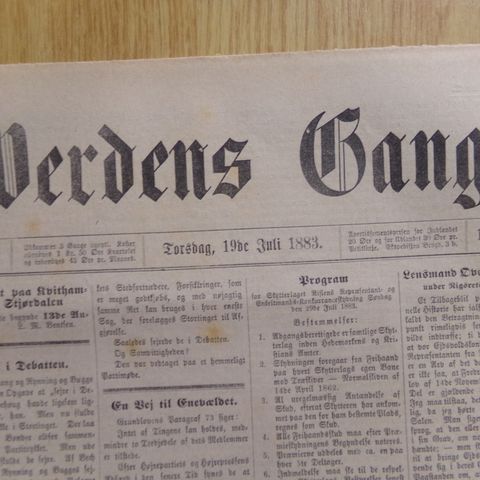 "Verdens Gang" - 19. juli 1883 - "Kabelvaag brændt"