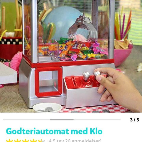 Godteriautomat med klo og mynter