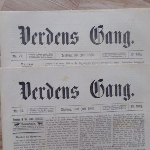 "Verdens Gang" - "Maalsagen i 1885" - artikkel i 2 deler av Olaf Huseby