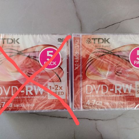 DVD-RW disker 4,7GB TDK 5Pack. Ny i plast.