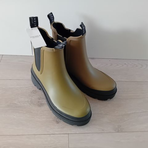 Nye Stockholm regnboots gummistøvler i farge patina Oliven Str 40 (før 999)