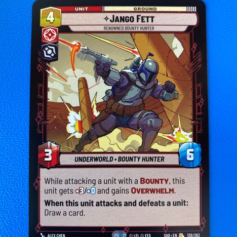 Jango Fett rare Star wars unlimited samlekort