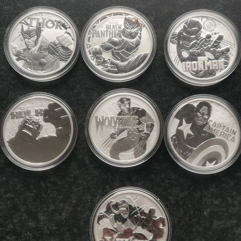 2018-2021 TUVALU 1 OZ SØLV MARVEL SERIES i bu kv, i org kapsel