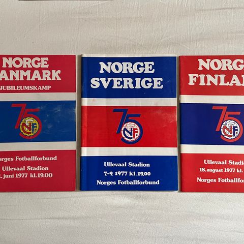 Program  3 stk Norge landskamper fra 1977