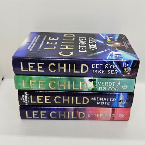 4 stk Lee Child hardcover bøker. 2 stk er 1.opplag