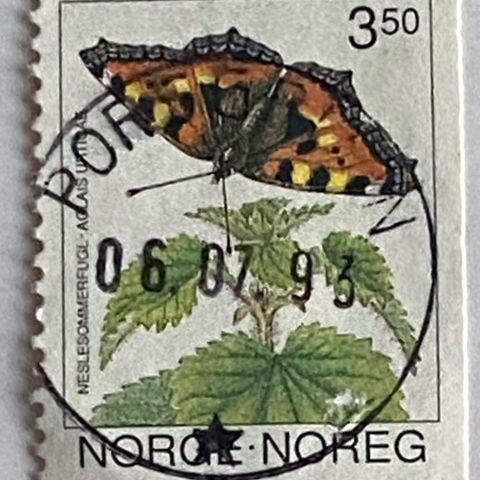 Norge 1993 Sommerfugler I NK 1164 Pent stempel: PORSGRUNN  06. 07. 93