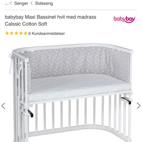 Babydan Maxi Bassinet bedside crib med madrass og sengekant