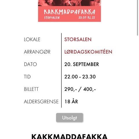 Kjøper Kakkmaddafakka billett 20/09