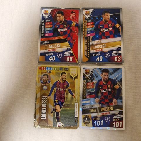 Lionel Messi x 4 stk Fotballkort