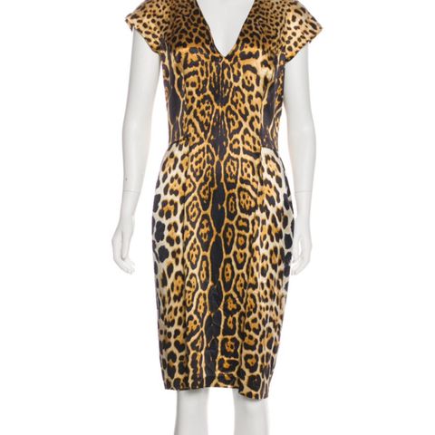 100% silke kjole - YSL. Leopard kjole.