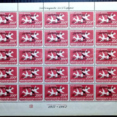 Guinea 1962 luftpost romfart Fugler 25 frimerker helark verdi kr. 650,-