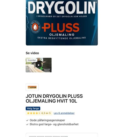 Jotun Drygolin Pluss Husmannsrød maling