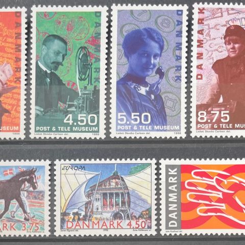 Danmark frimerker postfrisk, afa 1176-79 + 1184-86 **, 7 pene merker 1998