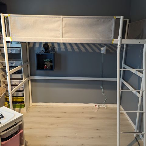 Ikea VITVAL Loftsseng, hvit/lys grå, 90x200 cm