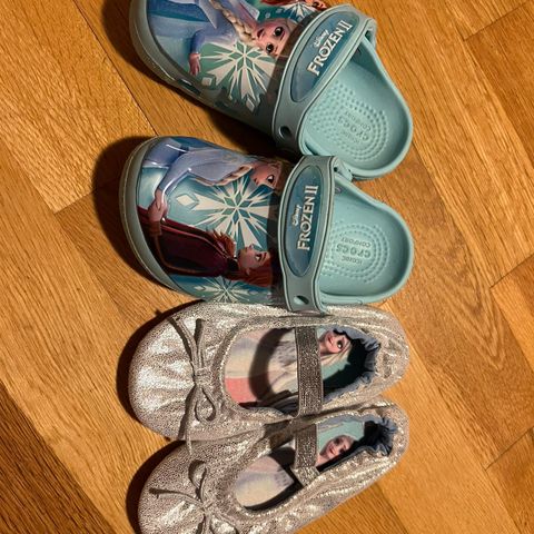 Elsa Crocs + ballerina/tøfler i str 24-25