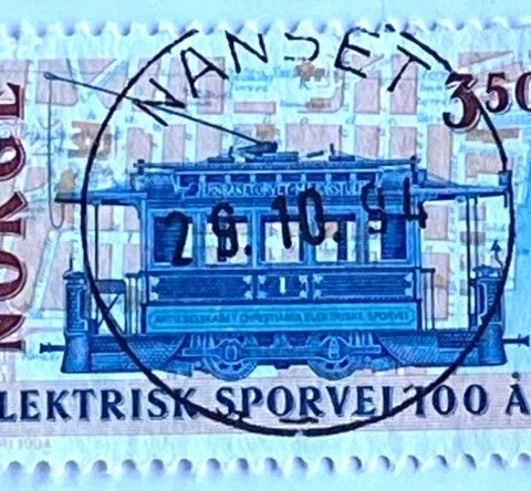 Norge 1994 Elektrisk sporvei NK 1212 Pent stempel NANSET 29.10.94