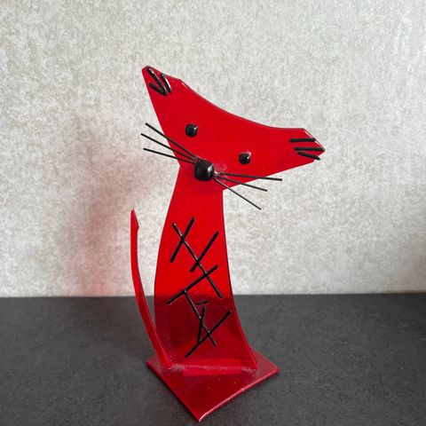 Glasskunst - rød katt