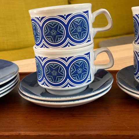Retro blått kaffeservise Staffordshire England